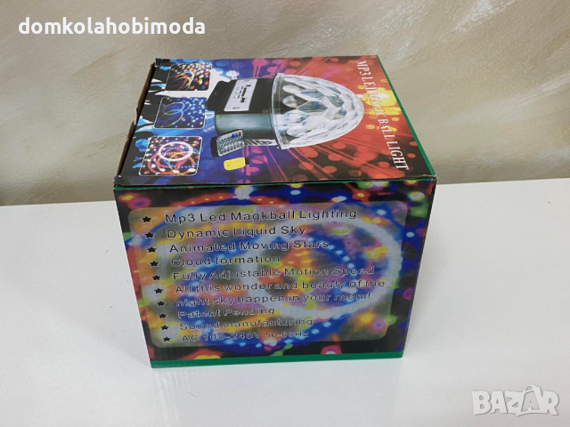 Диско проекторна топка с 6 светодиода RGB, звуков сензор.Дистанционно,MP3,Bluetooth, снимка 4 - Други - 36513446