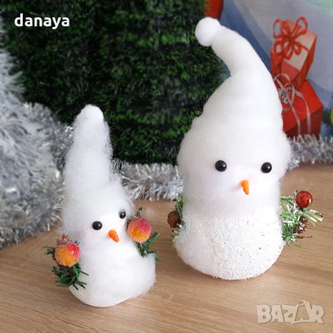 Коледна украса снежен човек с дълга пухена шапка коледни играчки, снимка 2 - Декорация за дома - 26796938