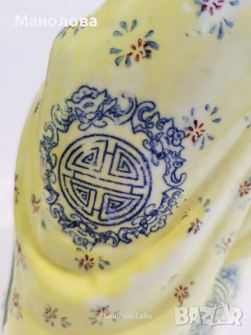 Голяма порцеланова статуетка Buddha Ho Tai, произведена в Китай през 50/60те години на миналия век., снимка 10 - Колекции - 52668255