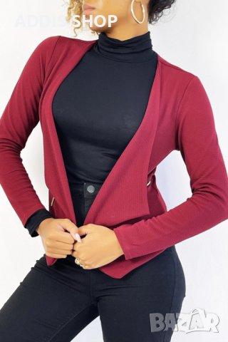 Дамско сако (блейзър) с ревер и джобове с цип, 3цвята - 024, снимка 14 - Сака - 43597712