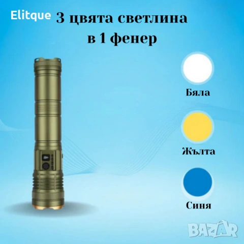 Трицветен Led фенер COBA CB-G905 — мощен с TG-Wick 3000M, снимка 5 - Лед осветление - 53371704