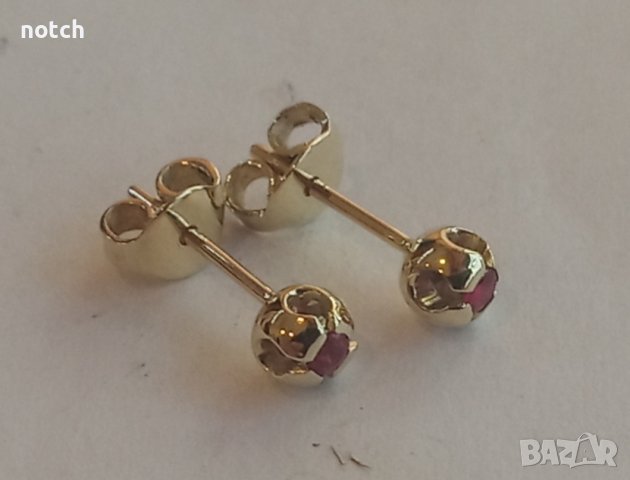 златни обеци с рубини, снимка 3 - Обеци - 43787389