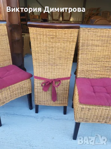 Комплект от 4 стола - ратан, снимка 6 - Столове - 47994360