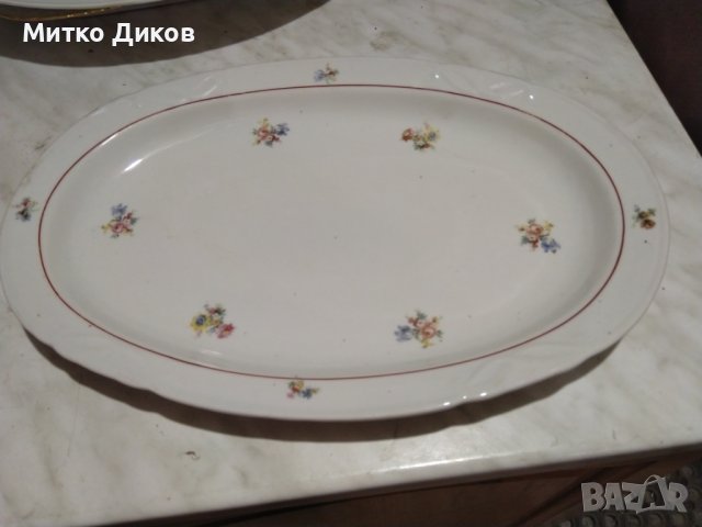 Порцеланово плато поднос от соца на СИП Стойко Иванов Пеев Белослав 390х260мм, снимка 3 - Аксесоари за кухня - 43990886