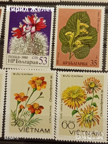 Стари пощенски марки без печат ЦВЕТЯ ВИЕТНАМ,НРБ за КОЛЕКЦИЯ 52072, снимка 8 - Филателия - 53208310