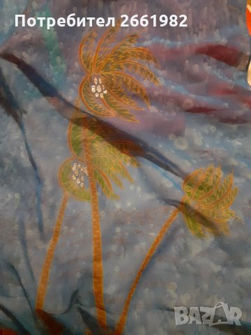 Оригинален голям копринен шал от остров Мавриций, снимка 2 - Шалове - 33226839