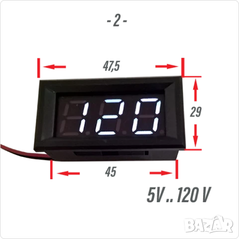 Bолтметър правотоков до 30V,48V,100V,120V,500V , индикатор заряд акумулатор , Waterproof, снимка 3 - Друга електроника - 51237100