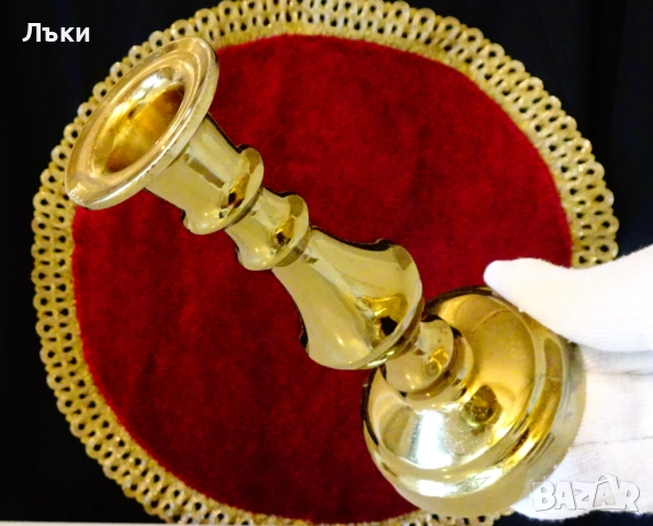 Английски бронзови свещници,дебела позлата,печат. , снимка 3 - Антикварни и старинни предмети - 52818299