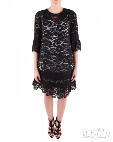 НОВА! Twinset Lace Black Dress Luxury Exclusive Collection Дамска Дантелена Рокля Размер 38