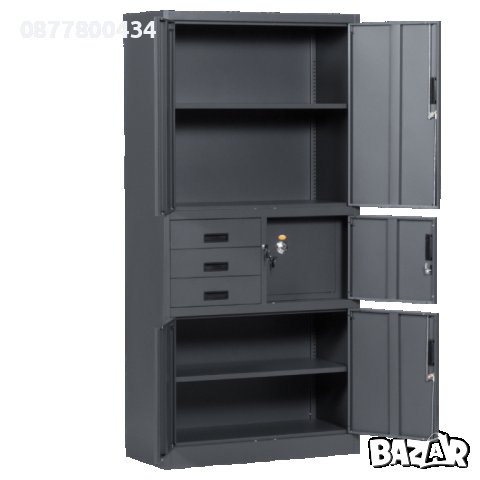 Метален многофункционален шкаф със сейф и чекмеджета, за документи,тераса/балкон,за инструменти, снимка 1 - Шкафове - 43364379