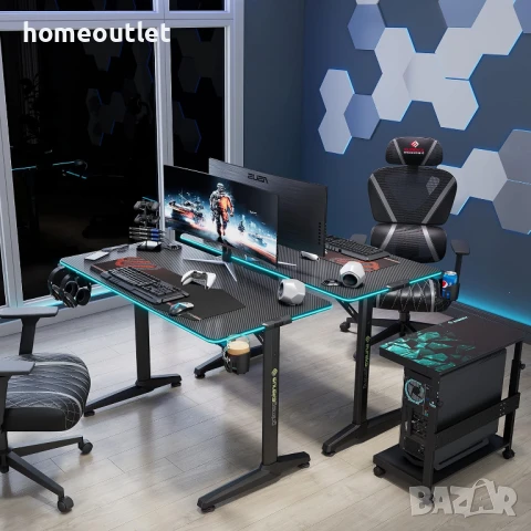 ПРОМОЦИЯ Геймърско бюро с LED осветление ERK-GIP-44B, снимка 2 - Бюра - 50766755