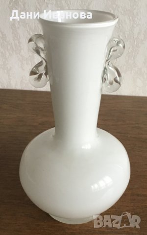 Млечно бяла кристална ваза, снимка 2 - Вази - 28184523