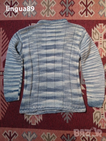 Плетен зимен пуловер – син, размер S, снимка 5 - Пуловери - 52951112