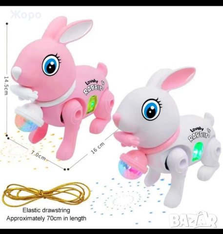 Детска интерактивна играчка"Ходещ заек с звук и луминесцентна 3D светлина , снимка 4 - Музикални играчки - 43946702
