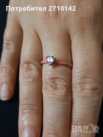 Сребърен пръстен с камък "сърце", снимка 4 - Пръстени - 48373882