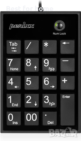 Perixx PERIPAD-202UB, цифрова клавиатура за лаптоп - USB - клавишна функция за таб, безшумни ножични, снимка 2 - Клавиатури и мишки - 44844616