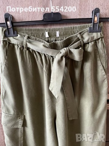 Зелен панталон с висока талия-размер S, снимка 2 - Панталони - 36905483