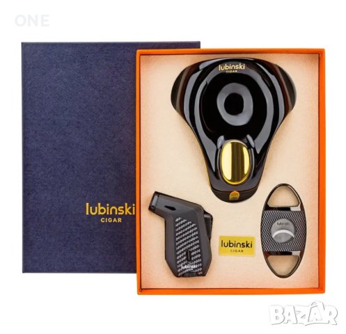 Lubinski лубински подаръчен комплект запалка, пепелник и ножица за пури., снимка 1 - Запалки - 43257348