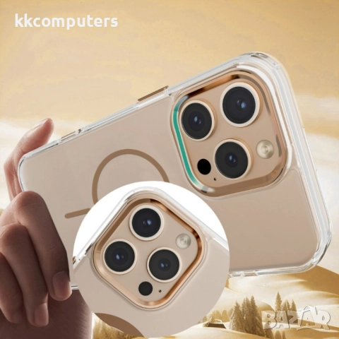 Силиконов кейс bSmart Clear Thin Magsafe, За iPhone 17 Pro (6.3), Златен и Протектор, снимка 7 - Резервни части за телефони - 52490932