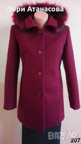 Шик и елегантна визия с класическо палто в бордо , снимка 1 - Палта, манта - 28715461
