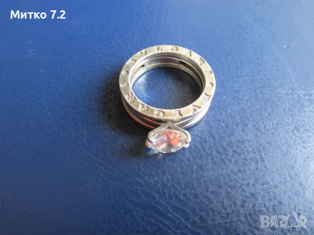 BVLGARI сребърен пръстен с камък, снимка 3 - Пръстени - 50792500