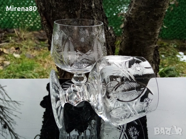 4 кристални чаши за коняк - Чехословакия !, снимка 6 - Чаши - 53419268