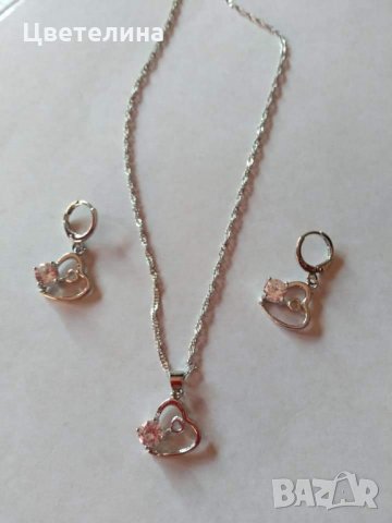 Колие и обици във форма на сърце, снимка 2 - Бижутерийни комплекти - 24955728