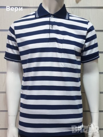 Нова мъжка моряшка блуза на тъмносиньо и бяло райе с яка и копчета, снимка 8 - Блузи - 27950574