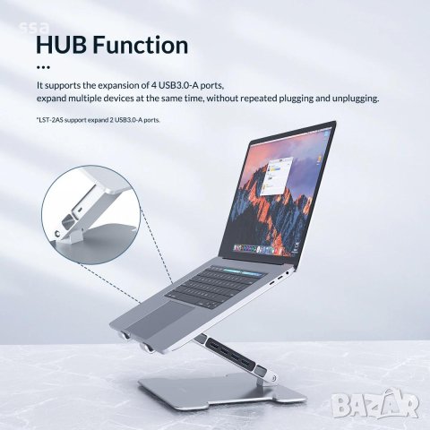 Orico алуминиева поставка за лаптоп Laptop Stand - Aluminum, 2 x USB3.0, Card Reader, up to 15.6" - , снимка 15 - Лаптоп аксесоари - 44000339