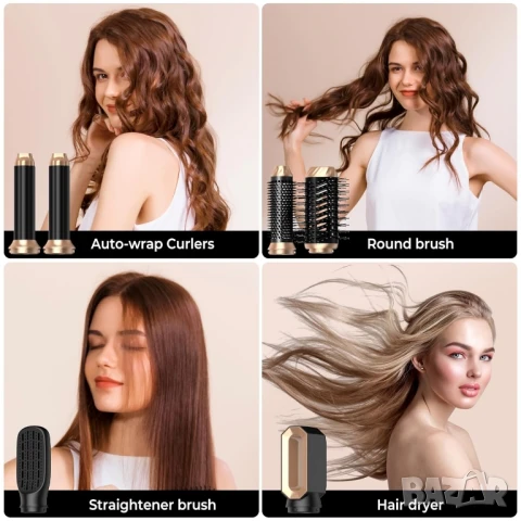 Стилизатор за коса 6в1 - йонен сешоар, изправяне, въздушна маша за къдрици, снимка 3 - Сешоари - 51261264