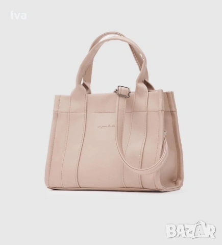 Елегантна дамска чанта в бежов цвят, има и дълга дръжка, снимка 4 - Чанти - 53196667