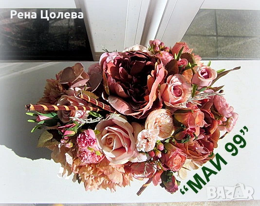 Икебана за маса, снимка 3 - Изкуствени цветя - 51059492