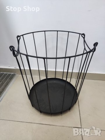 Метален кош с дръжки за дърва,декорация, снимка 2 - Декорация за дома - 42990214