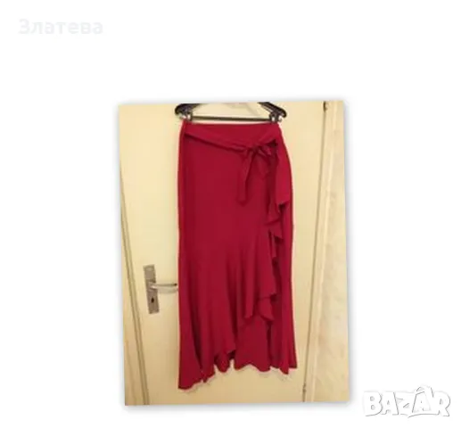  Дълга тъмно червена пола Л - ХЛ, снимка 2 - Поли - 48074093