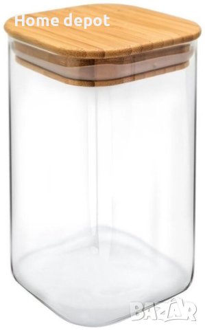 Квадратни стъклени буркани с дървени капачки 🌿🍶, снимка 3 - Кутии за храна - 43433634
