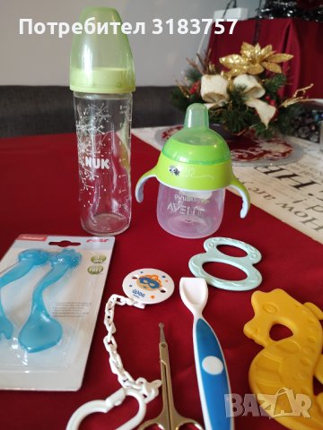Лот Бебешки аксесоари - шишета, виличка, лужичка, гризалки, ночижичка, снимка 3 - Прибори, съдове, шишета и биберони - 43804895