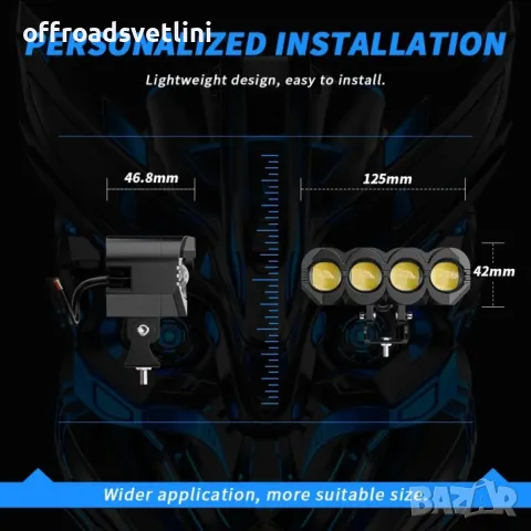 Универсален 4 LED Диоден фар къси дълги и халоген за мотори ATV Джип, снимка 3 - Аксесоари и консумативи - 49379977