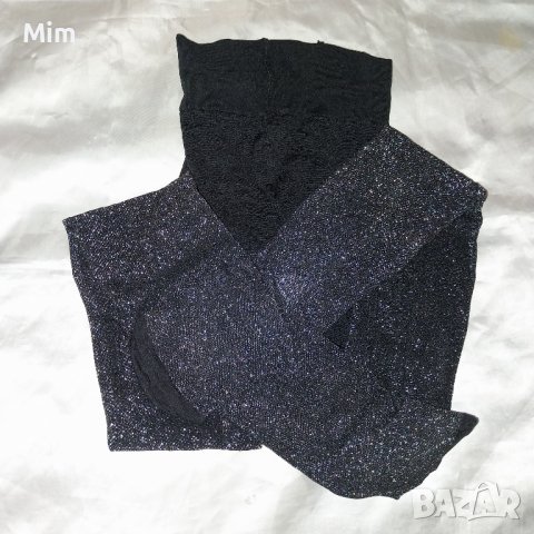 М/L Черен чорапогащник със сребрист брокат , снимка 7 - Бельо - 43844171