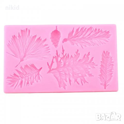 Есенни Борови листа листо клони шишарка силиконов молд форма фондан, снимка 5 - Форми - 38042187