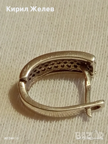 Скъпоценна сребърна обеца с миниатюрни цирконий ръчна изработка 31115, снимка 6 - Обеци - 52692125