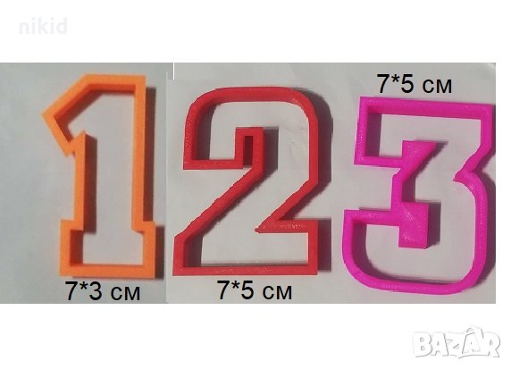 Цифра число 1 2 3 пластмасов резец форма фондан тесто бисквитки, снимка 1 - Форми - 27638761
