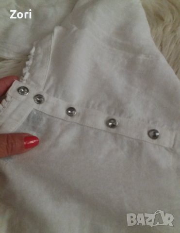 СТИЛНА бяла риза/блуза с дантела  - ХС размер , снимка 4 - Ризи - 38512402