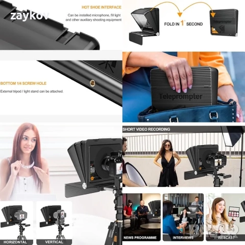 LENSGO TC7 II Сгъваем телесуфлер за камери - Преносимо Bluetooth, снимка 2 - Друга електроника - 52471402