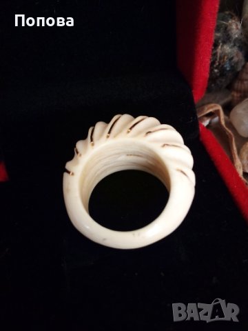 Антикварен  пръстен от злато и слонова кост, снимка 3 - Пръстени - 37934489
