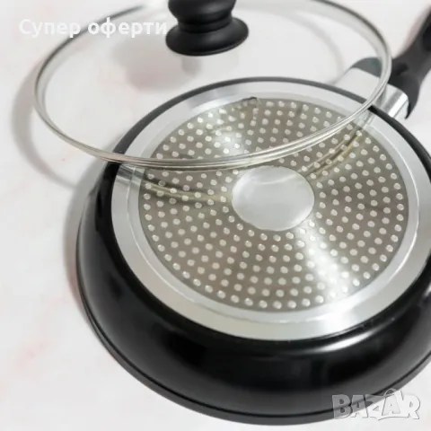 Тиган с капак Goldman Premium, Кован алуминий, Мраморно покр., снимка 3 - Съдове за готвене - 48686874