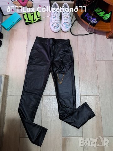 Дамски кожен клин с синджир и висока талия, снимка 3 - Клинове - 40377662