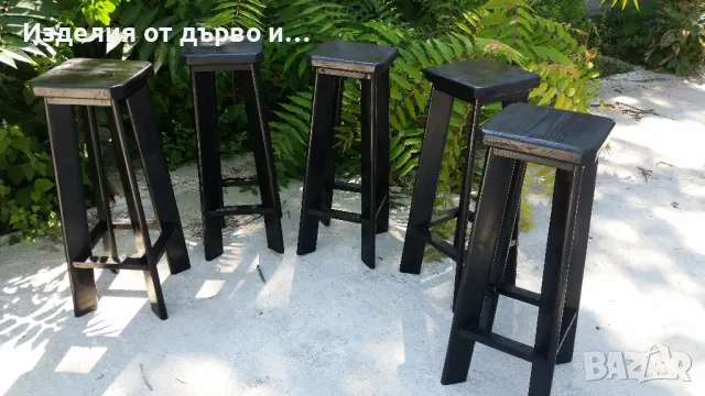 дървени бар столове , снимка 3 - Столове - 49295392