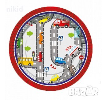 Трафик пътища 8 бр големи парти чинии чинийки рожден ден