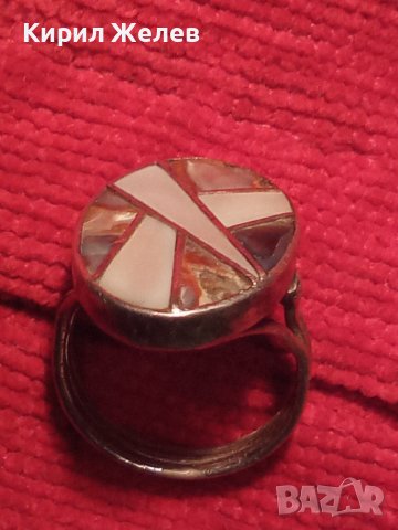 СЕДЕФЕН с ЕМАЙЛ СРЕБЪРЕН АВТОРСКИ ПРЪСТЕН РЪЧНА ИЗРАБОТКА 17252, снимка 12 - Пръстени - 31557179