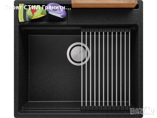 Кухненска Мивка от гранит модел Осло 40 Премиум 380 x 530 мм - графит